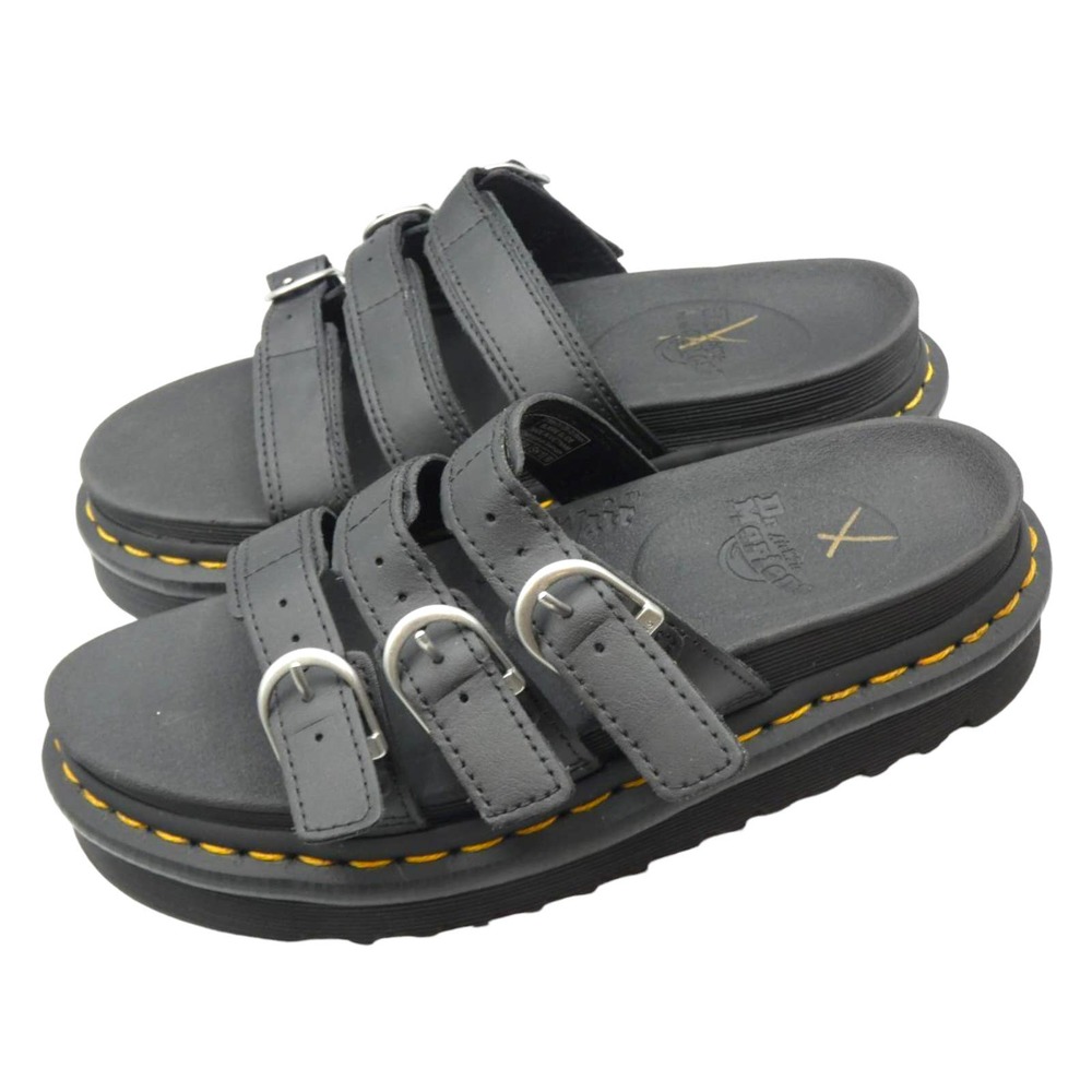 DR. MARTENS BLACK FLATFORM SANDALS sz 6 as is